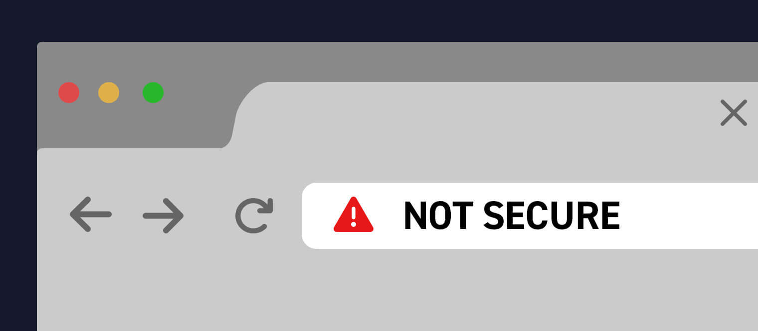 'Not secure' alert on a web page graphic.