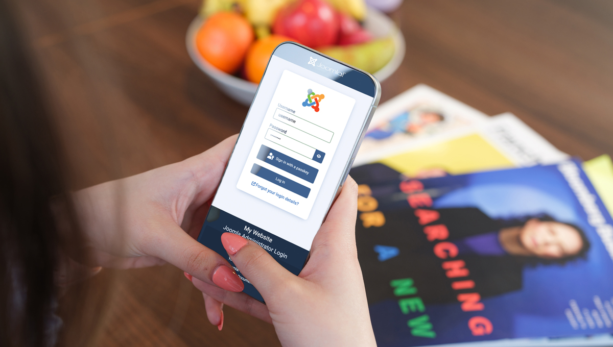 a user logs into the backend of their Joomla website on their mobile phone