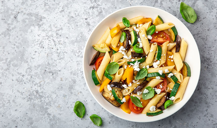 Healthy pasta bowl.