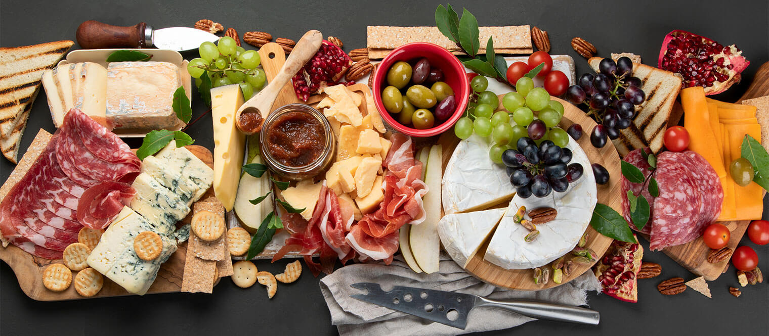 A large charcuterie board.