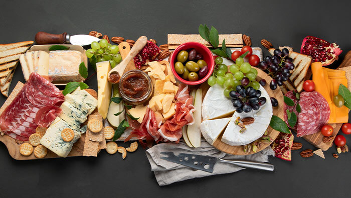 A large charcuterie board.