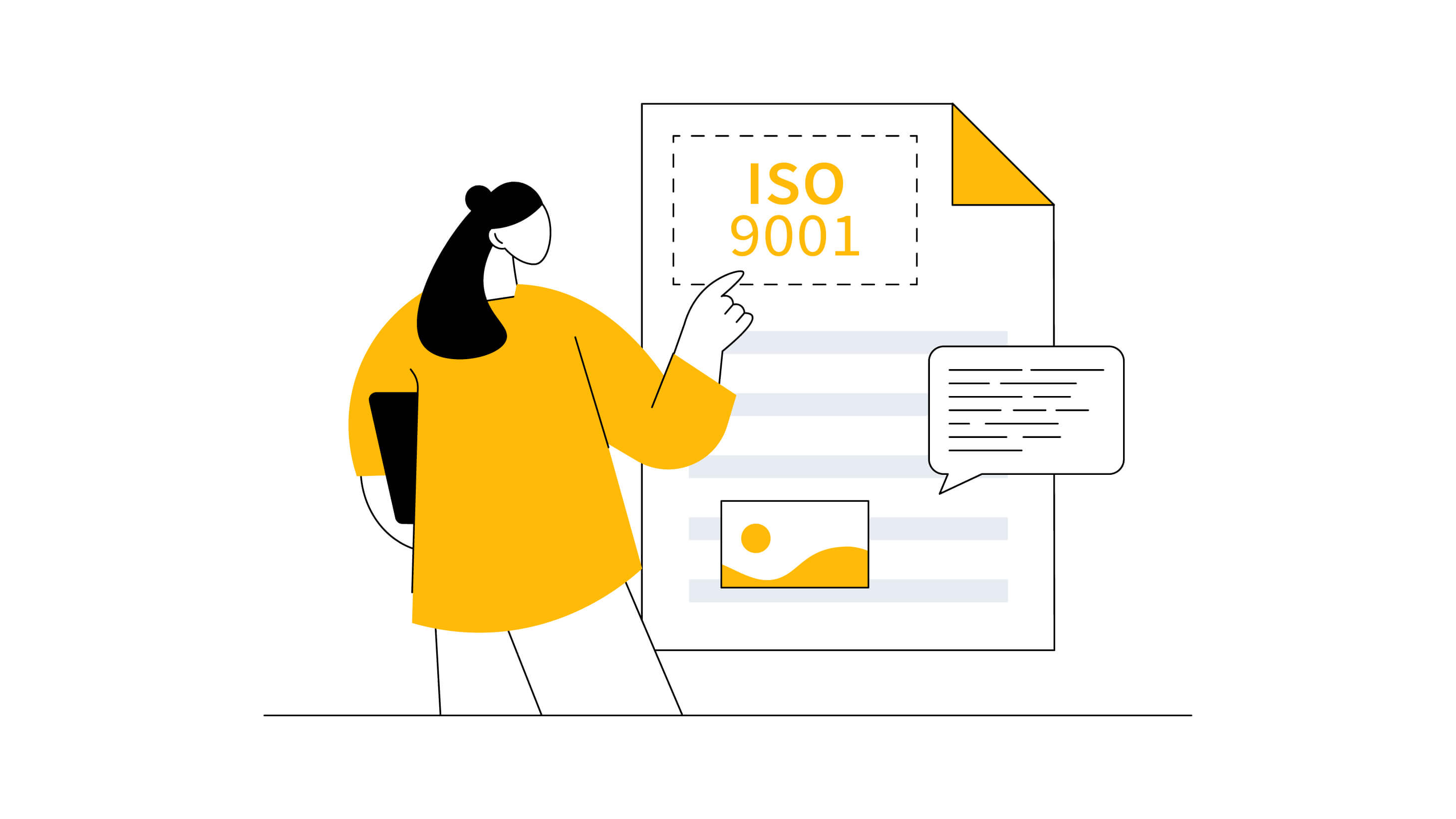 A person reading a ISO 9001 document.