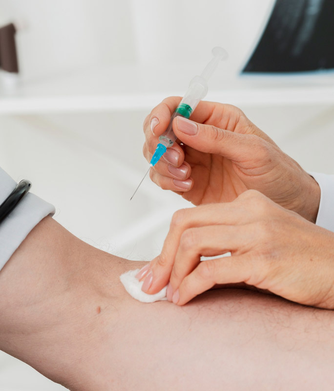 Person having an injection