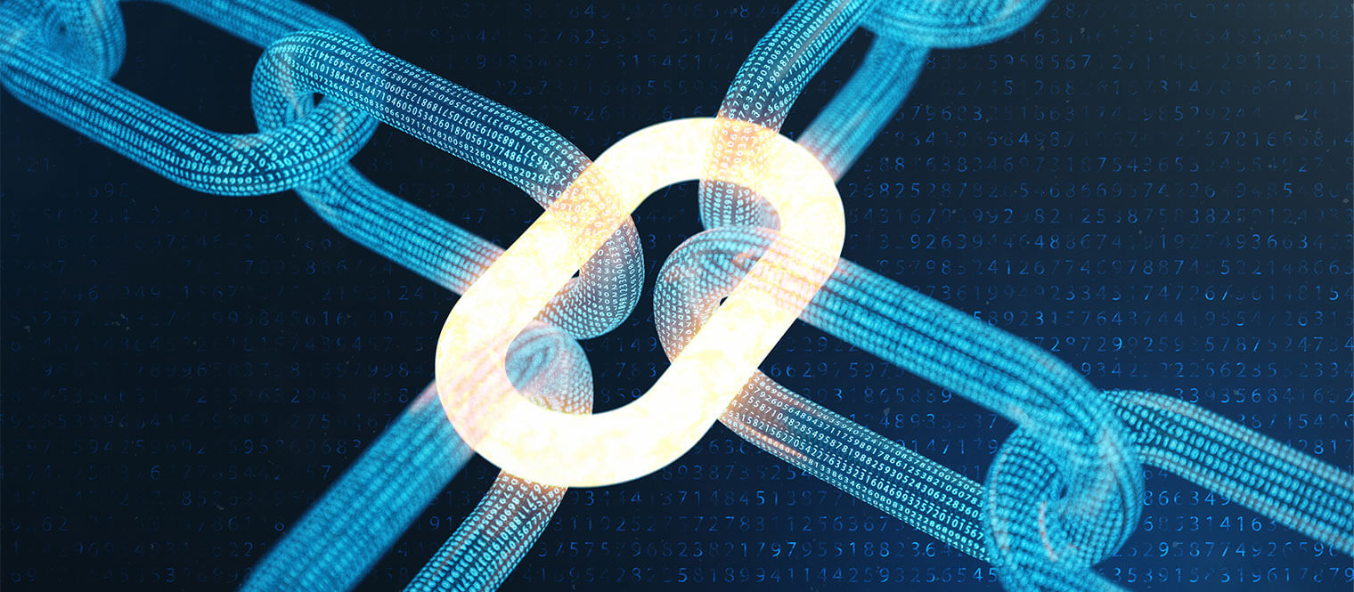 A digital chain linking together.