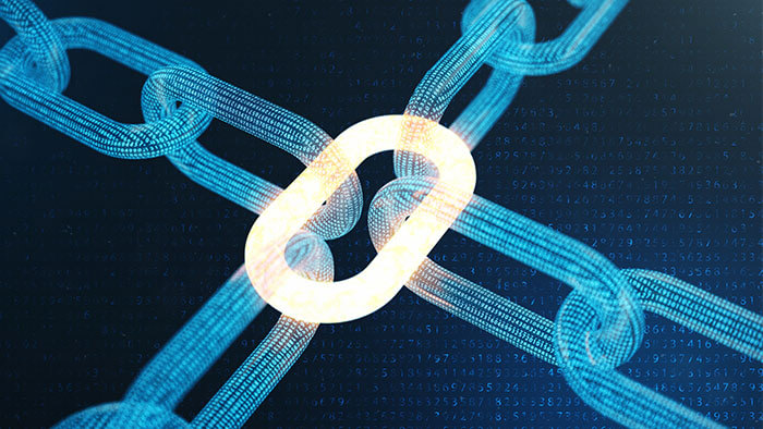 A digital chain linking together.