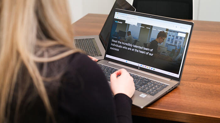 The Blue Frontier website on a laptop. 
