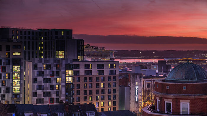 Evening view of Southampton.