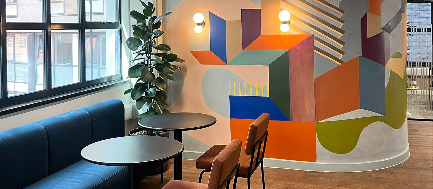 Modern seating area in the new London office.
