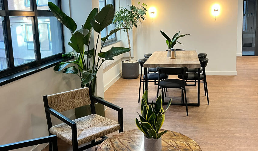 Modern seating area in the London office.