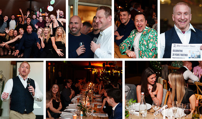 A collage of Blue Frontier celebrations.