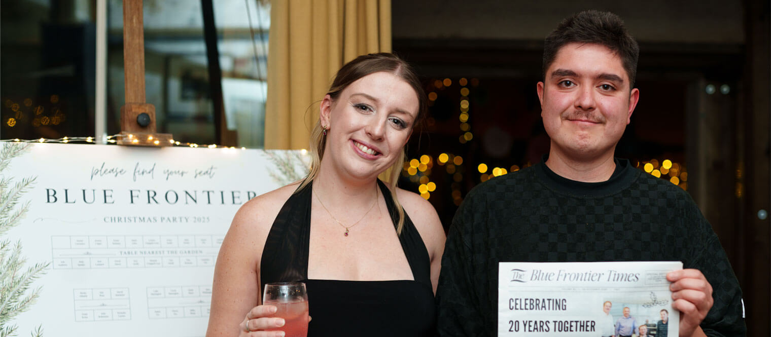 Staff celebrating Christmas and Blue Frontier's Year of 20s.