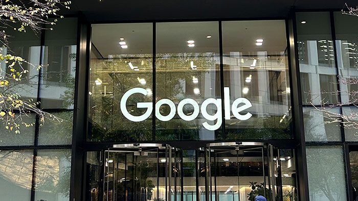 Outside Google's building.