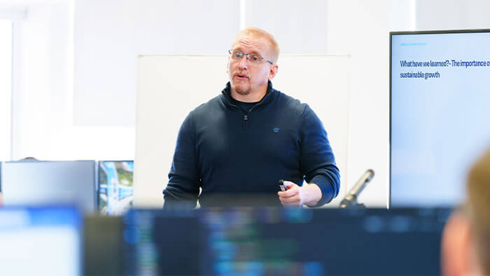 James talking at the conference.