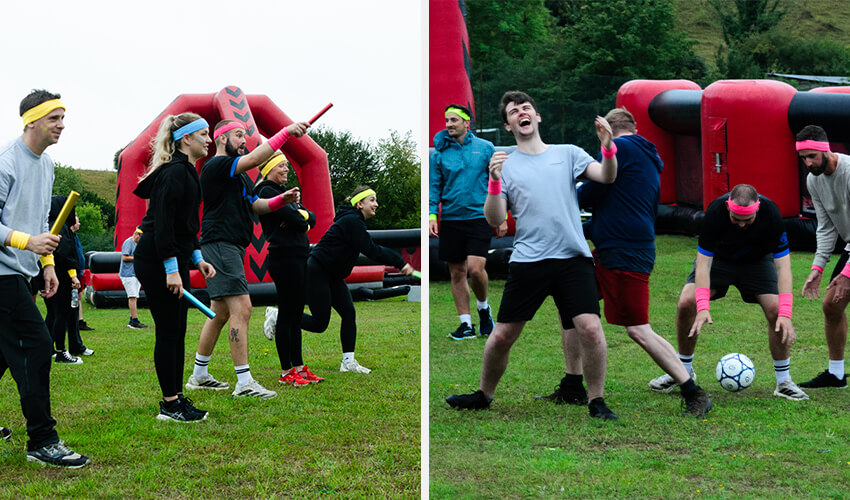 The relay race and Over Under game.