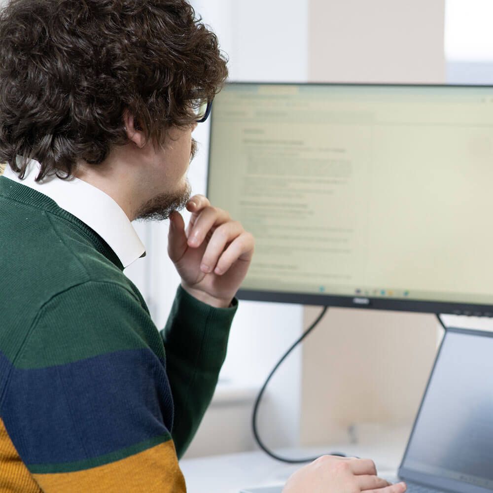 GDPR audit - Sam working on computer