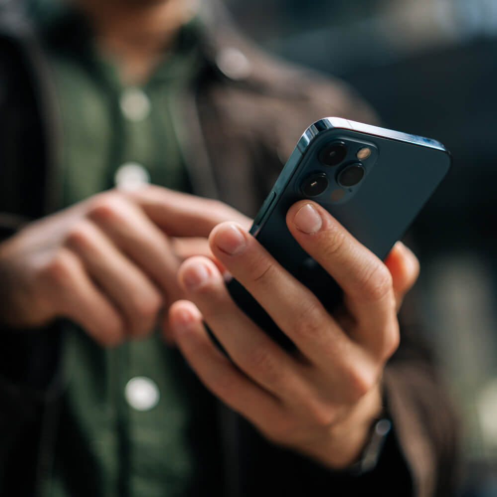 a customer using a mobile app on their phone