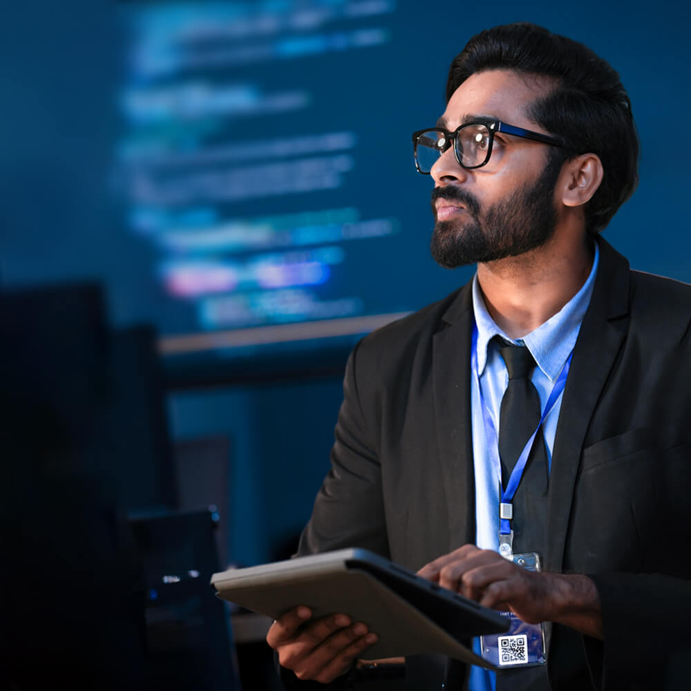 a tech start-up CEO delivering a speech