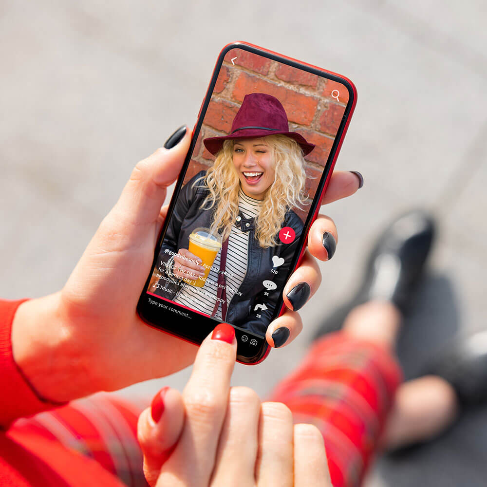 Researching industry trends - woman on mobile device Researching industry trends - woman on mobile device