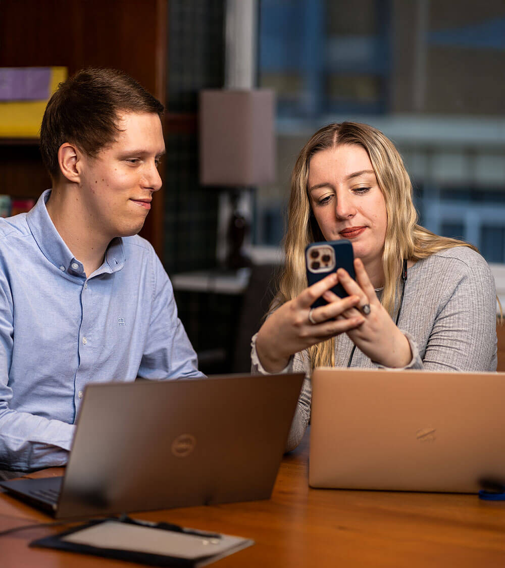 Ben and Chloe in the Bristol Office