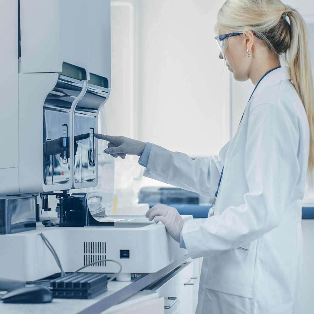 Working in a medical lab Working in a medical lab
