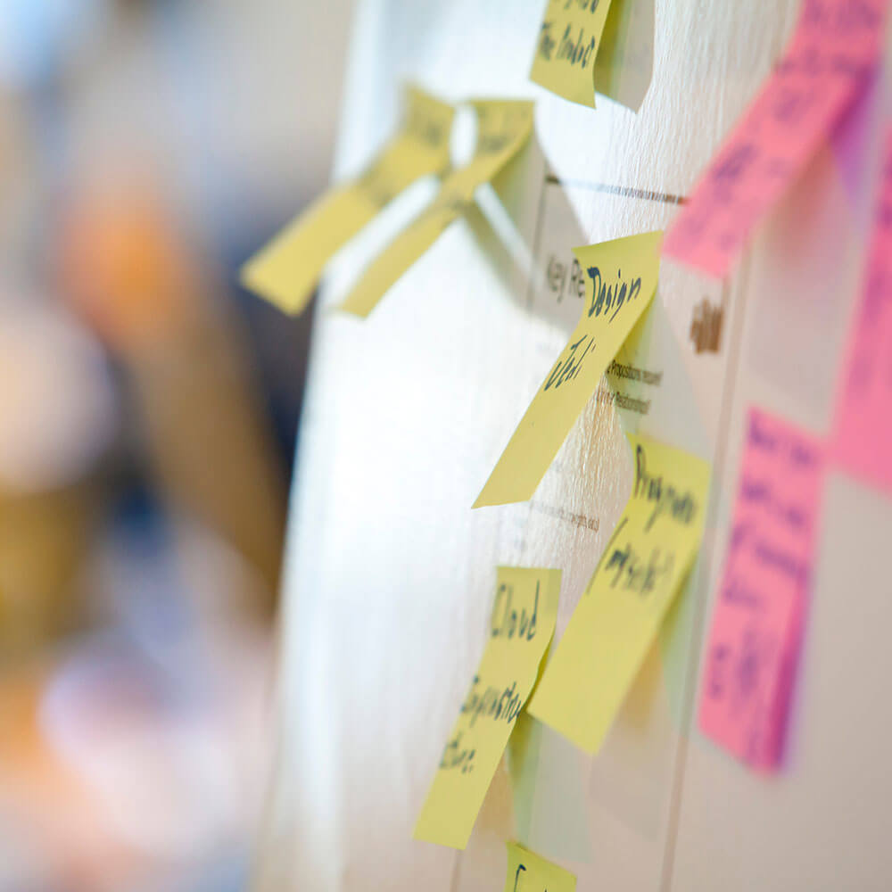 Post its on whiteboard
